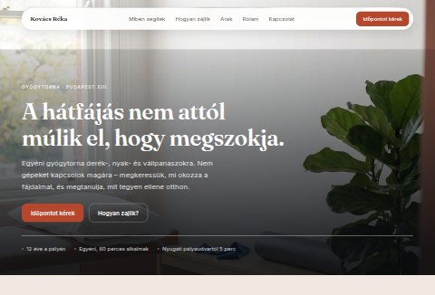Kovács Réka weboldal előnézet