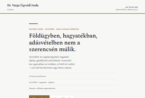 Dr. Varga Ügyvédi Iroda weboldal előnézet
