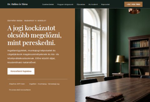 Dr. Halász és Társa weboldal előnézet